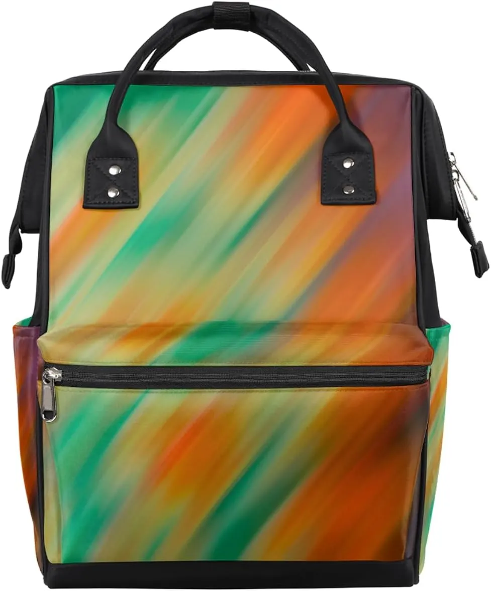 Color Psychedelic Pattern Diaper Bag Tote Large Capacity Waterproof with Adjustable Shoulder Strap and Pram Straps Mommy Bag for Hospital Beach Weekender Travel