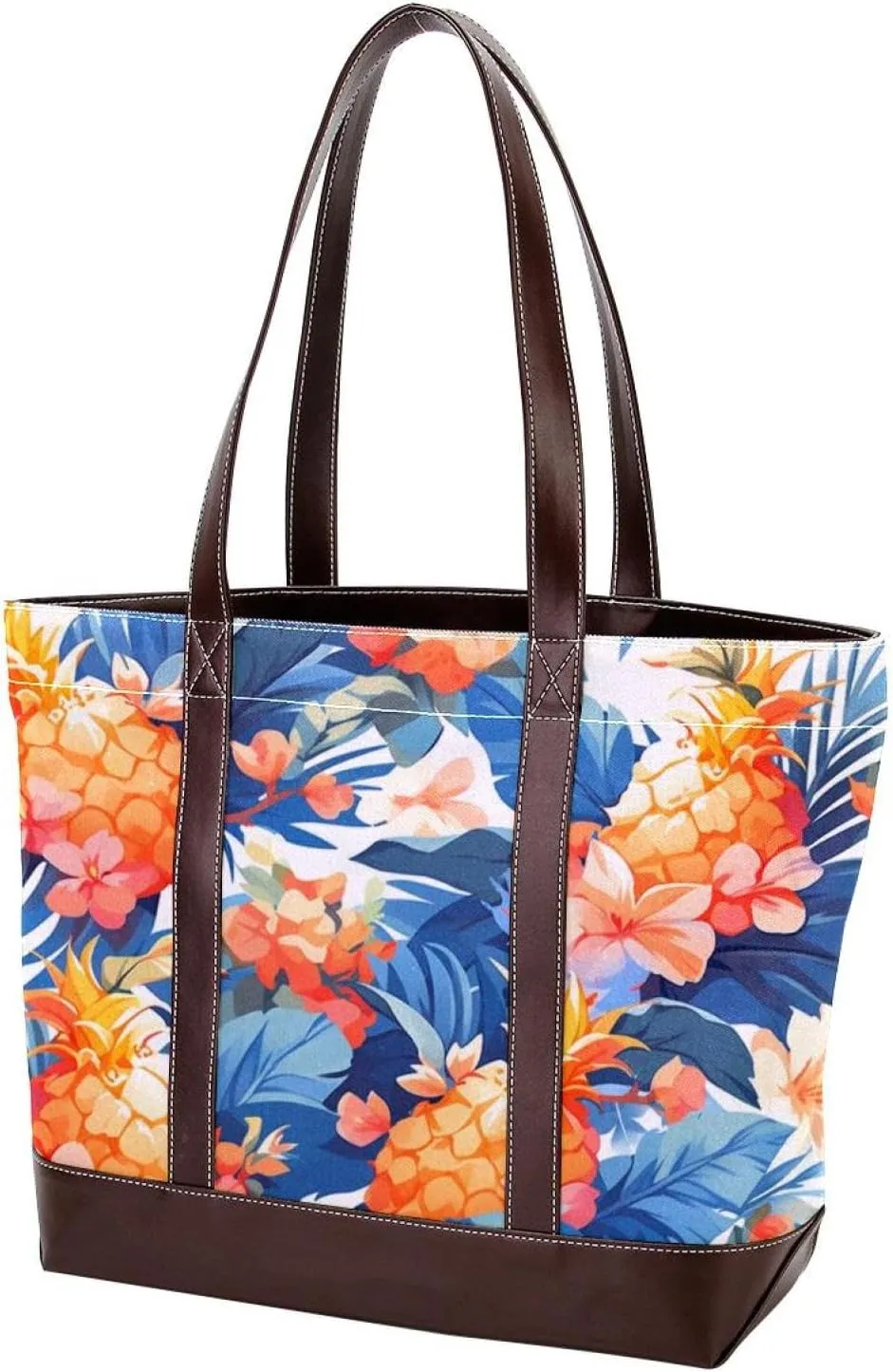 Colored Pineapple-1756 Tote Bags Durable Leather Canvas Purses and Handbags for Women Top Handle Shoulder Satchel Hobo Bags