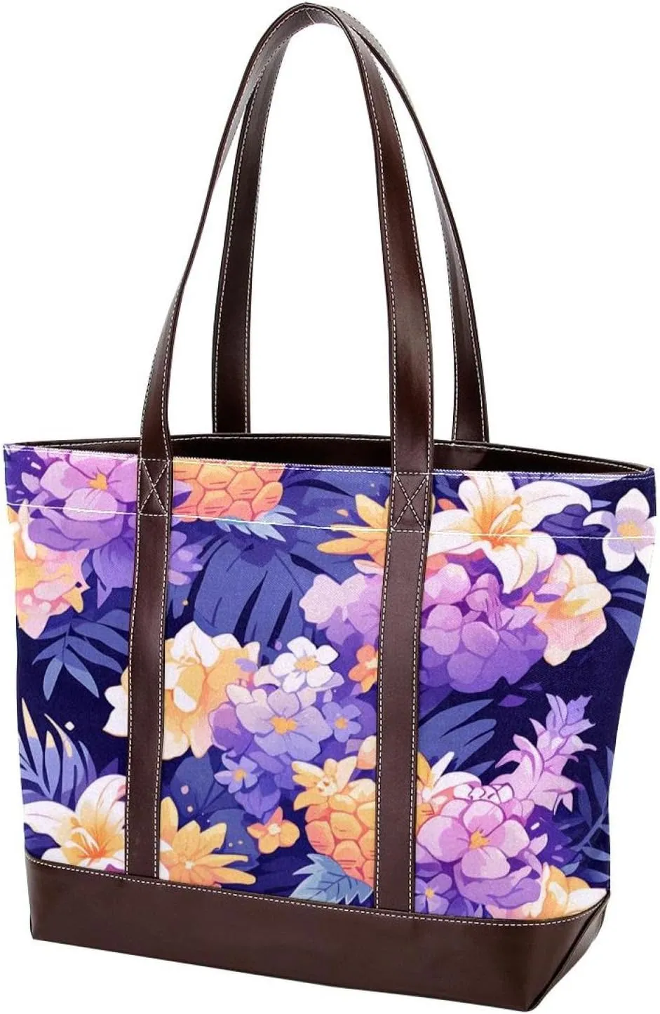 Colored Pineapple-1765 Tote Bags Durable Leather Canvas Purses and Handbags for Women Top Handle Shoulder Satchel Hobo Bags