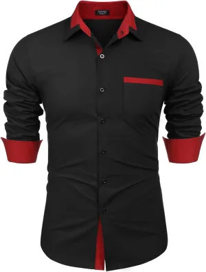 COOFANDY Men's Long Sleeve Dress Shirt Plaid Collar Casual Button Down Shirts