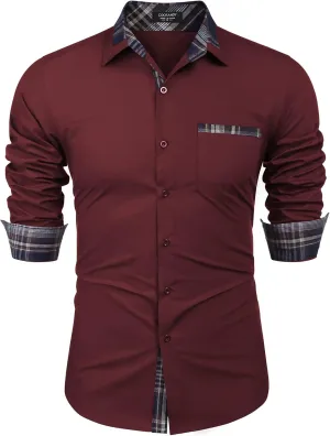 COOFANDY Men's Long Sleeve Dress Shirt Plaid Collar Casual Button Down Shirts