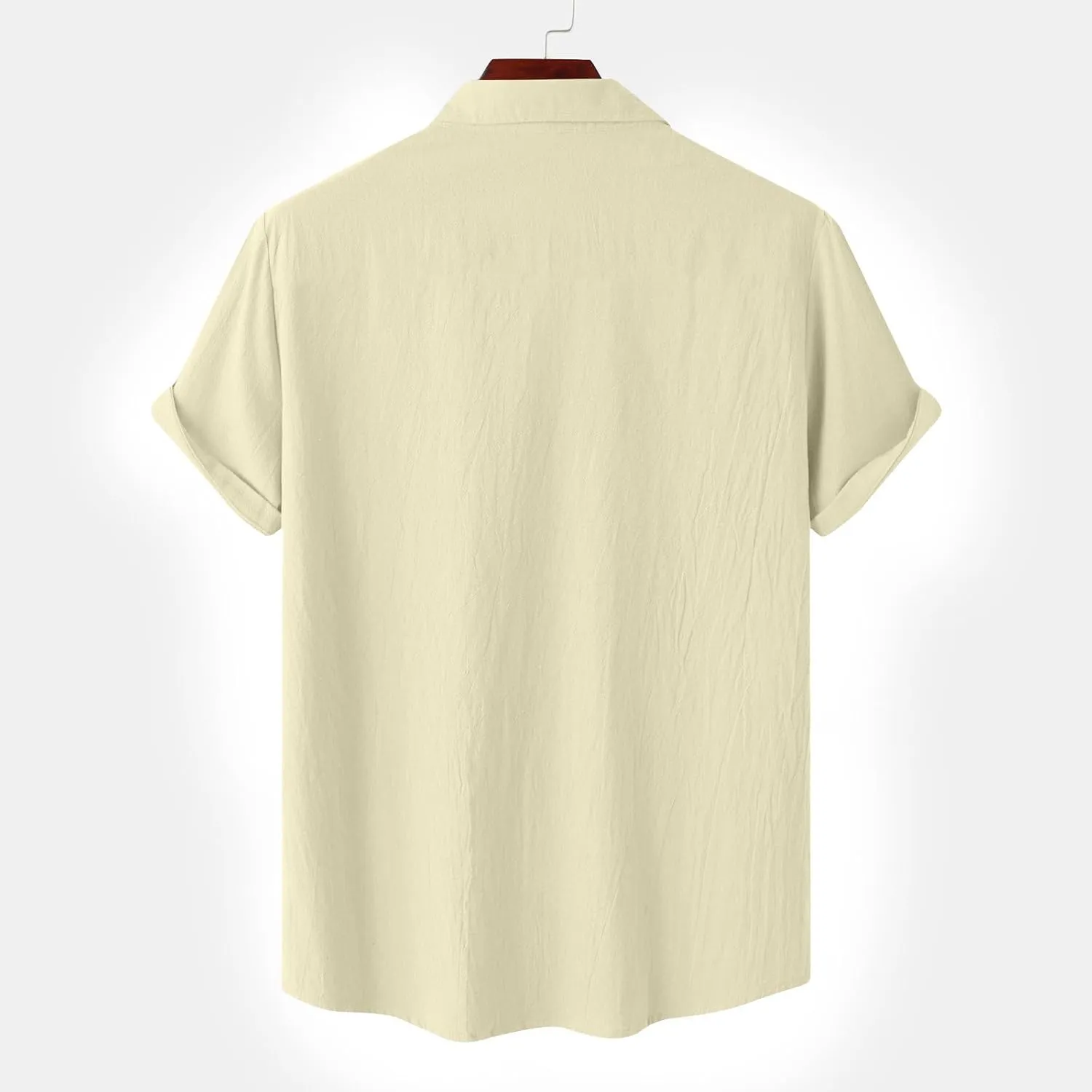 Cotton Linen Shirts for Men Short Sleeve Button Down Shirts Casual Summer Beach Tops Stylish Dress Shirt with Pockets