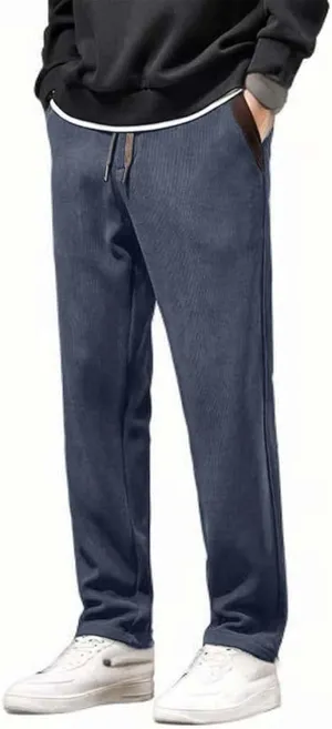 Cotton Mens Corduroy Casual Pants with Drawstring Waist for Comfortable Relaxed Fit
