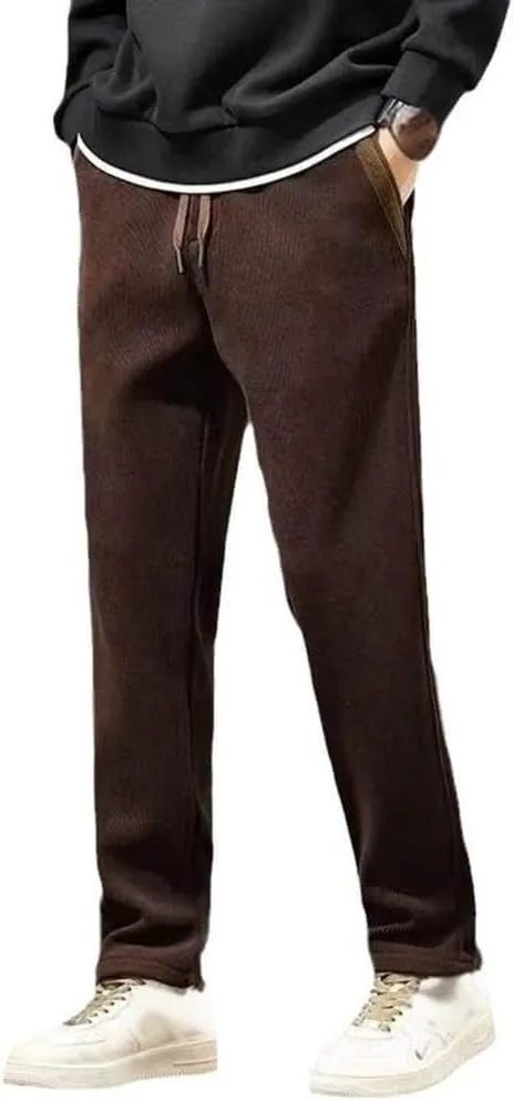 Cotton Mens Corduroy Casual Pants with Drawstring Waist for Comfortable Relaxed Fit