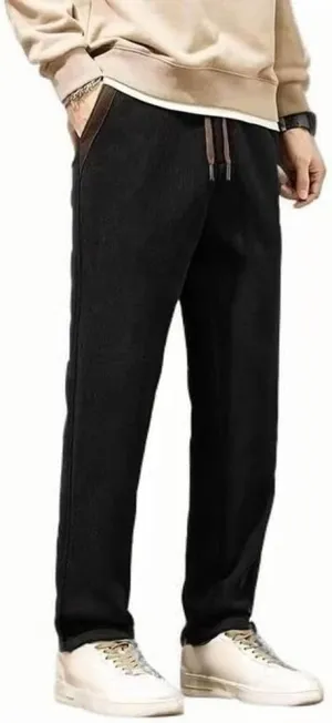 Cotton Mens Corduroy Casual Pants with Drawstring Waist for Comfortable Relaxed Fit