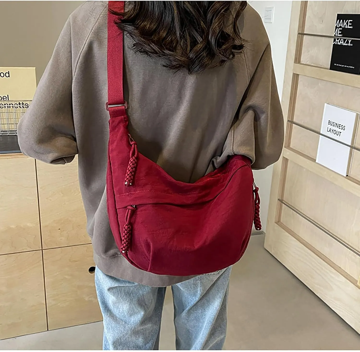 Crescent Shoulder Bag Nylon Crossbody Bag for Women Nylon Hobo Bags Slouchy Sling Purse Dumpling Bags