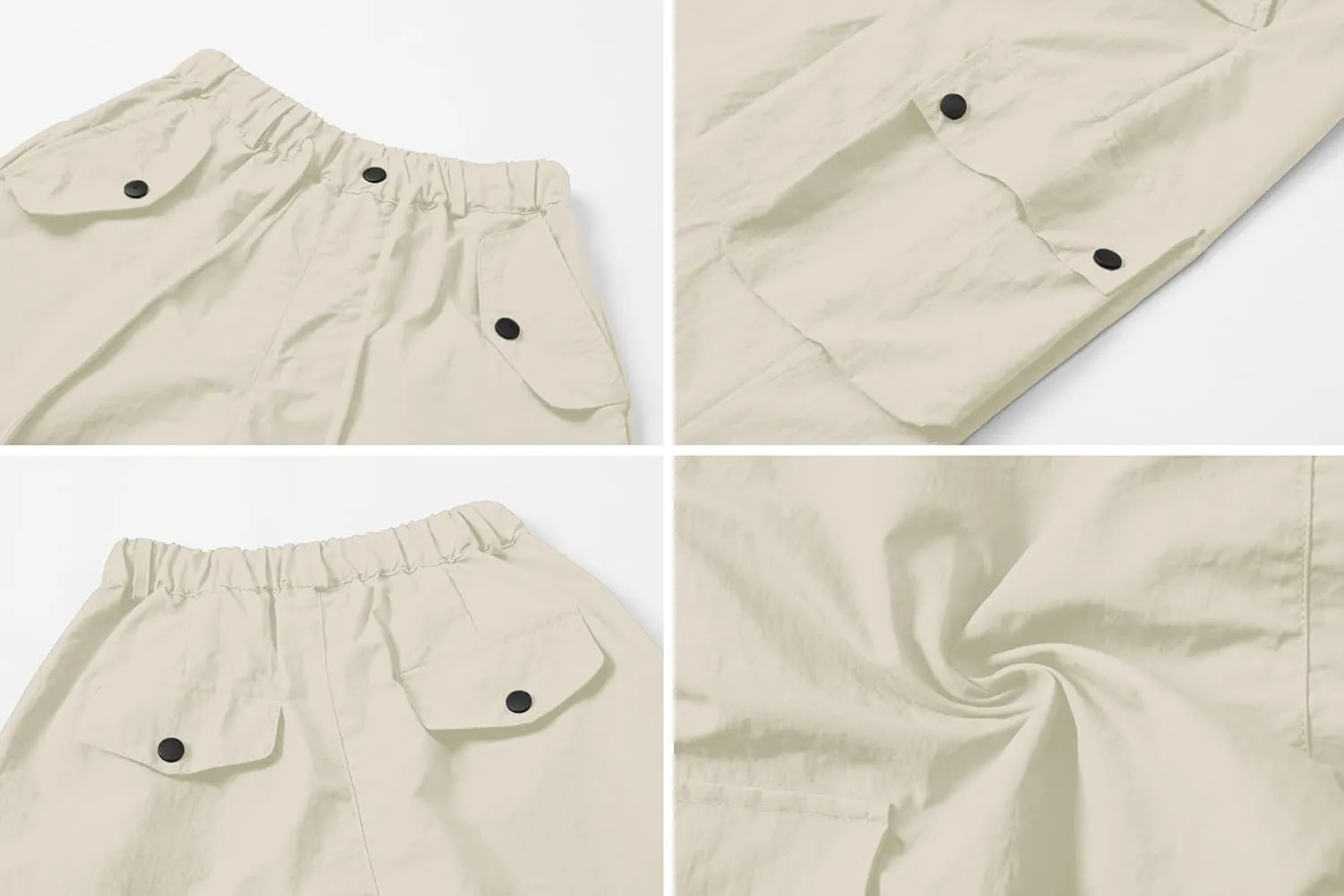 Cromoncent Girls & Womens High Waist Parachute Pants Y2K Waterproof Cargo Trousers with Pockets 6 Years-Women 3XL