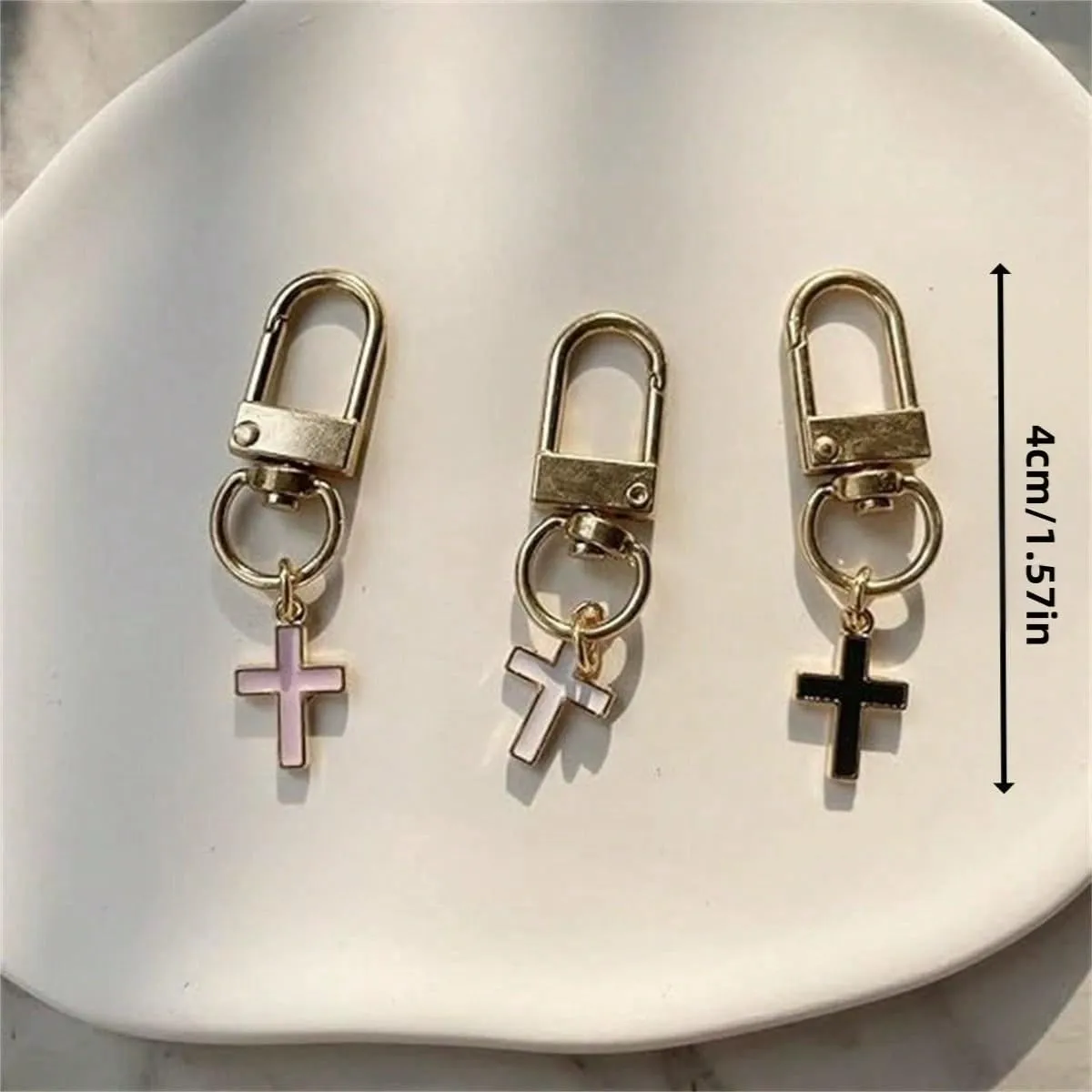 Cross Keychain for Women Car Keys Ring Accessories Clip Handbag Purse Cross Pendant Charms