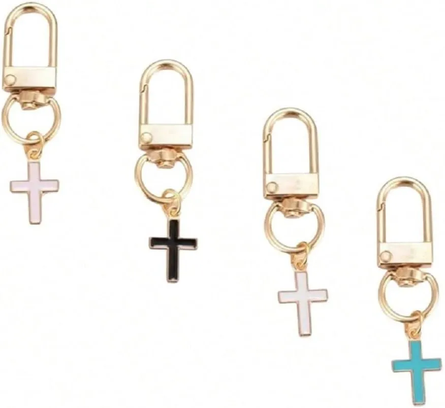 Cross Keychain for Women Car Keys Ring Accessories Clip Handbag Purse Cross Pendant Charms