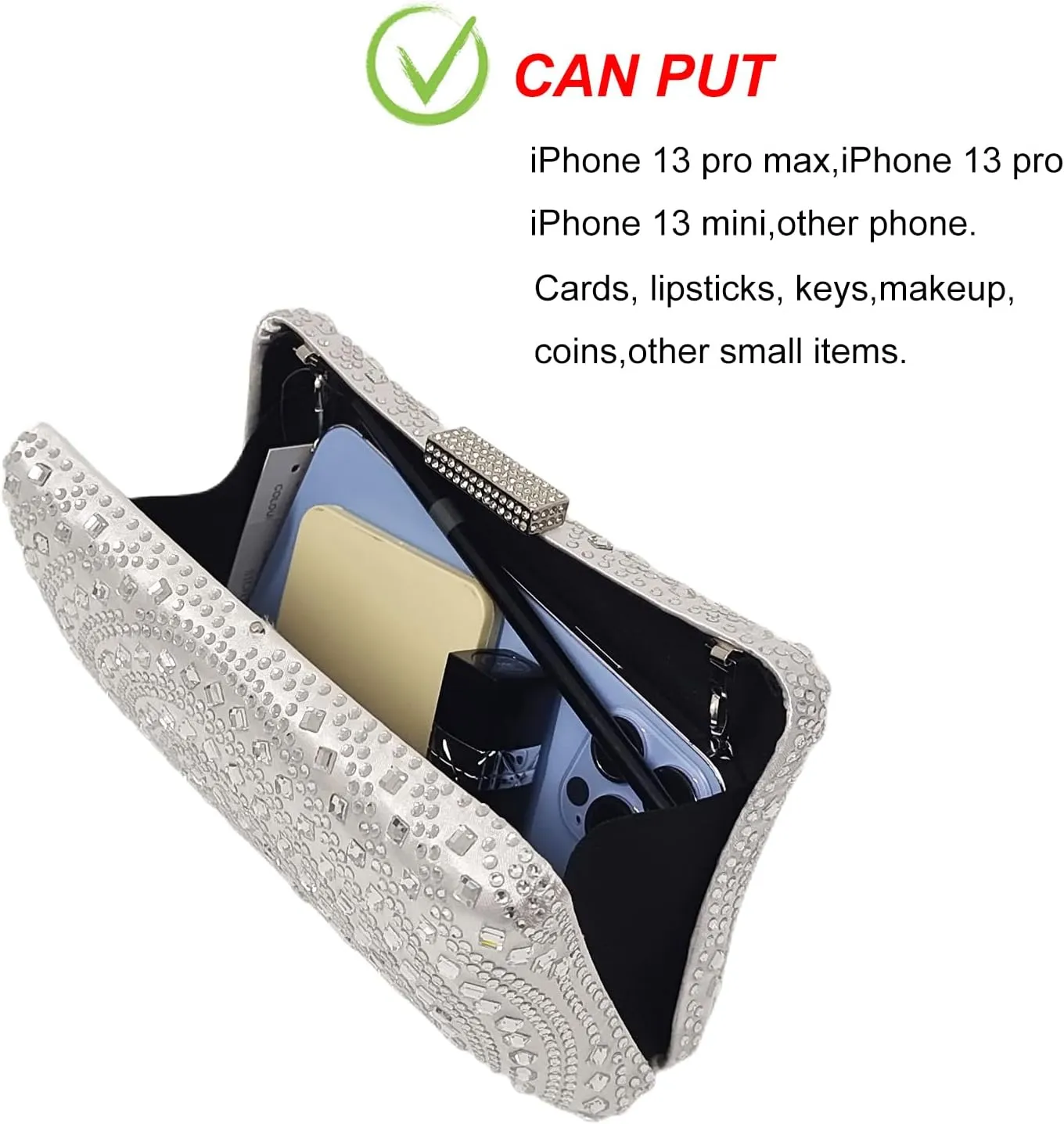Crystal Box Clutch Rhinestone Handbags For Women Party Purse Wedding Evening Bag