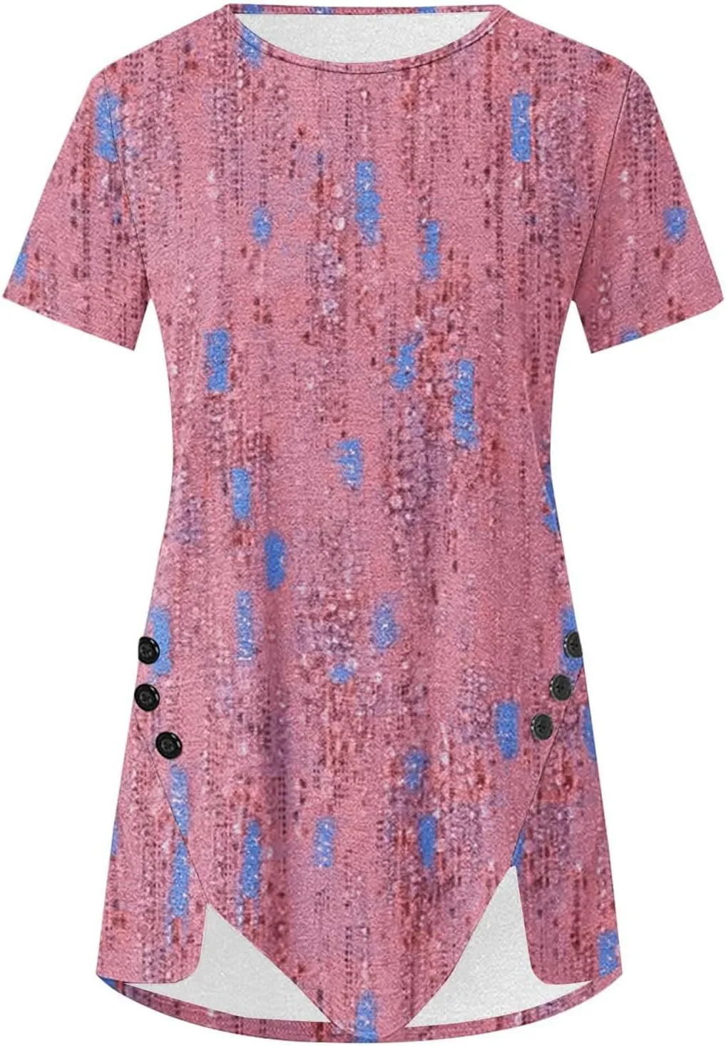 Cute Tops for Women Summer Boho Trendy Short Sleeve Tunic Tops Floral Print Flowy Blouses Fashion Ladies Clothes 2024