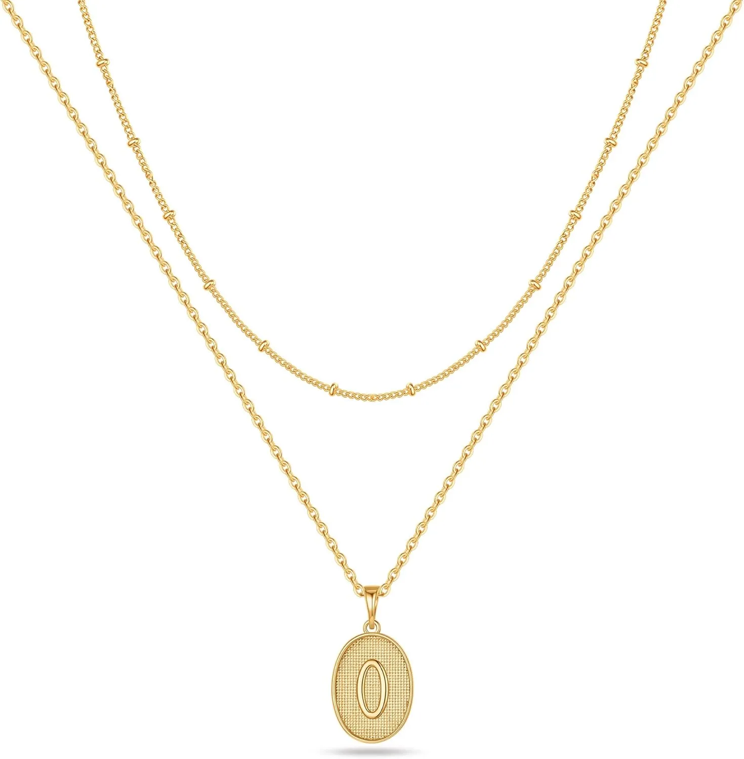 Dainty Gold Initial Necklaces for Women, 14K Gold Plated Layered Necklaces for Women Simple Gold Coin Cute Tiny Necklace Letter Pendant Layering Necklaces for Women Jewelry