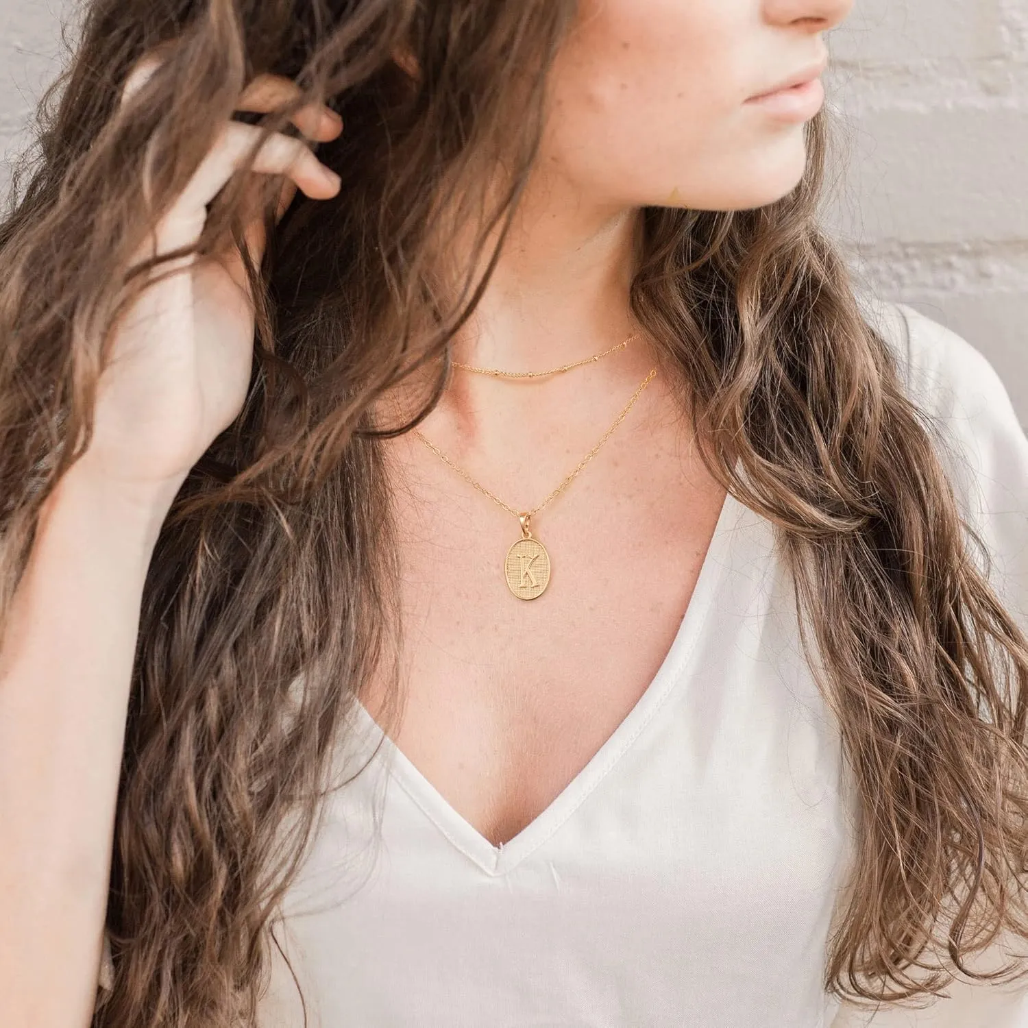 Dainty Gold Initial Necklaces for Women, 14K Gold Plated Layered Necklaces for Women Simple Gold Coin Cute Tiny Necklace Letter Pendant Layering Necklaces for Women Jewelry
