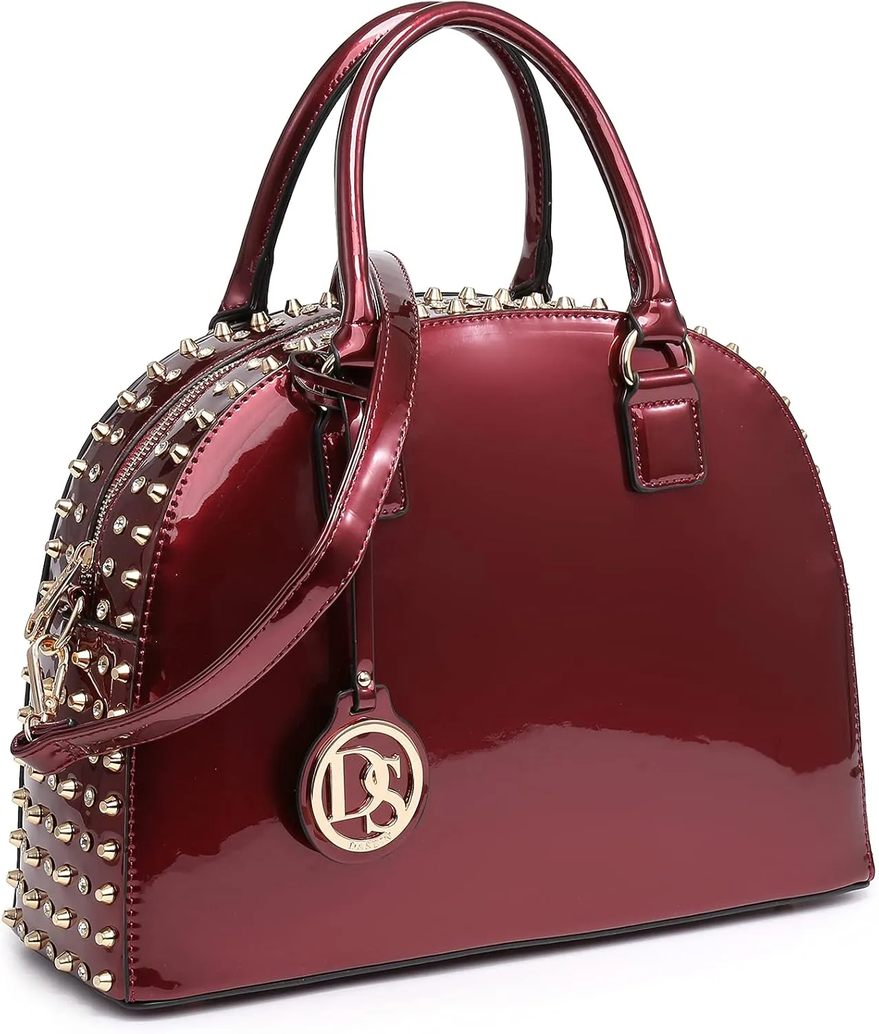 Dasein Women Patent Leather Purses Handbags Dome Satchel Purse Work Tote Structured Shoulder Bag with Long Strap