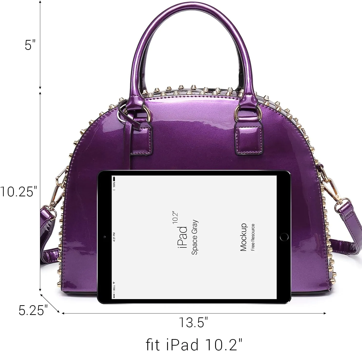 Dasein Women Patent Leather Purses Handbags Dome Satchel Purse Work Tote Structured Shoulder Bag with Long Strap