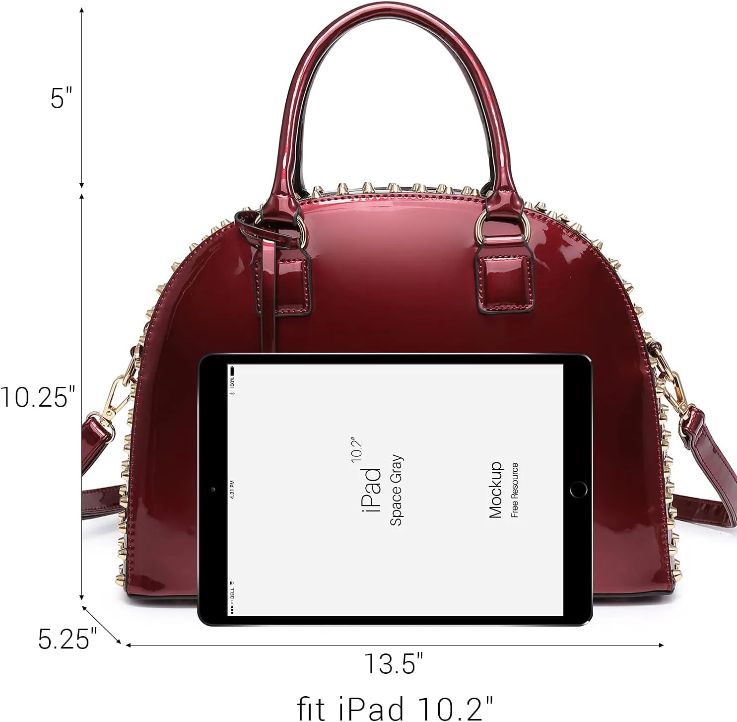 Dasein Women Patent Leather Purses Handbags Dome Satchel Purse Work Tote Structured Shoulder Bag with Long Strap