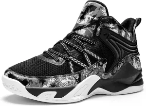 DHAEY Mens Basketball Shoes Arch Support Basketball Sneakers Anti Slip Cushion Sports Shoes for Running Walking Training (Color : Black, Size : 7 Women/5.5 Men)