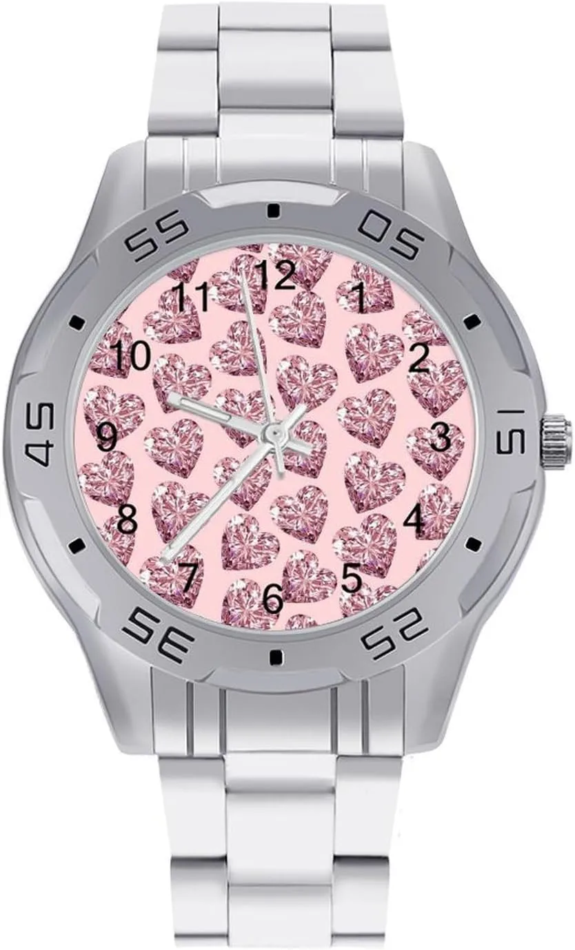 Diamond Stainless Steel Metal Strap Simple Business Watches for Men Easy Reader Work Casual Watch