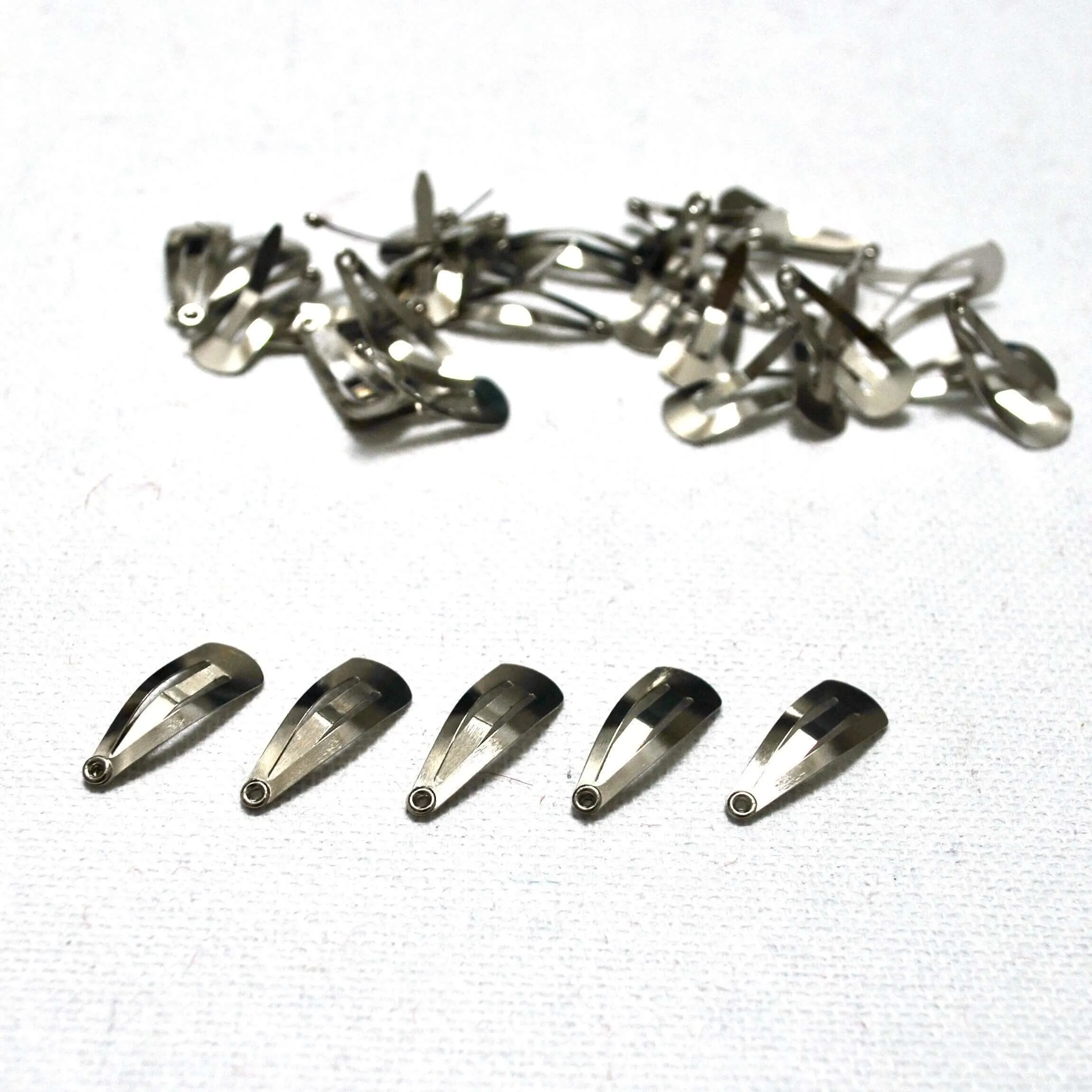 Doll hair clip blanks silver 2cm hair slides