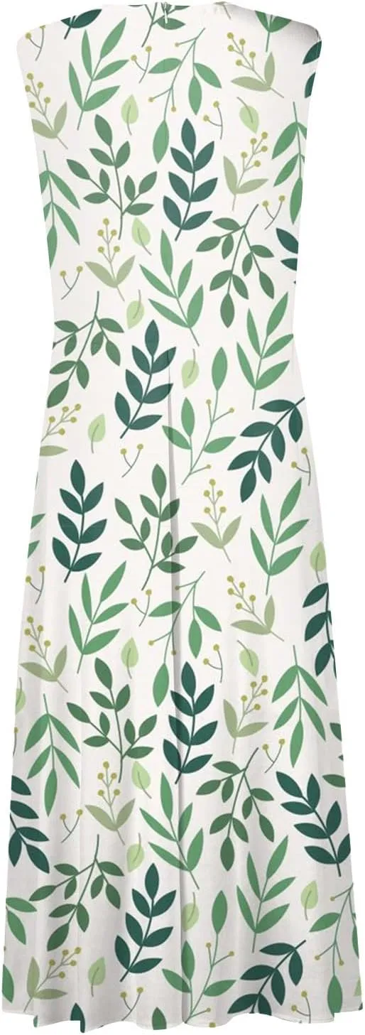 Dresses for Women 2024 Sleeveless Wrap V Neck Beach Dresses Flowy Ruched Floral Print Maxi Dress Flowy Boho Dress
