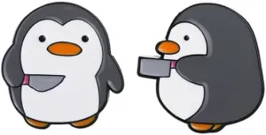 Duck Penguin with Dagger Knife Brooches Cute Cartoon Fun Animal Lapel Enamel Pin Metal Badge Decoration for Backpacks Clothes Bags