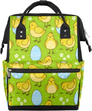 Easter Cute Chickens Diaper Bag Tote Large Capacity Waterproof with Adjustable Shoulder Strap and Pram Straps Mommy Bag for Hospital Beach Weekender Travel
