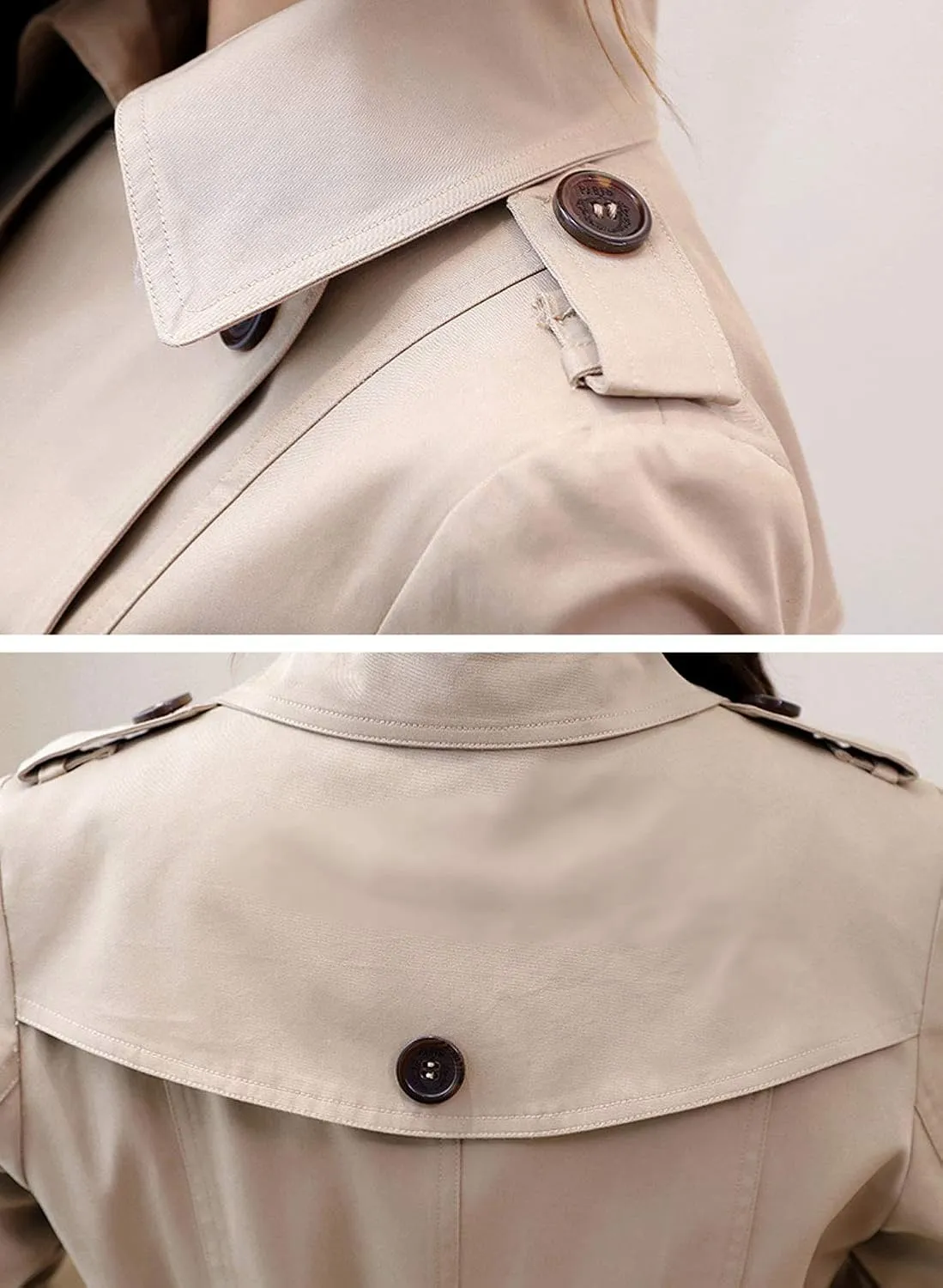 ebossy Women's Classic Double Breasted Midi-Length Trench Coat with Belt