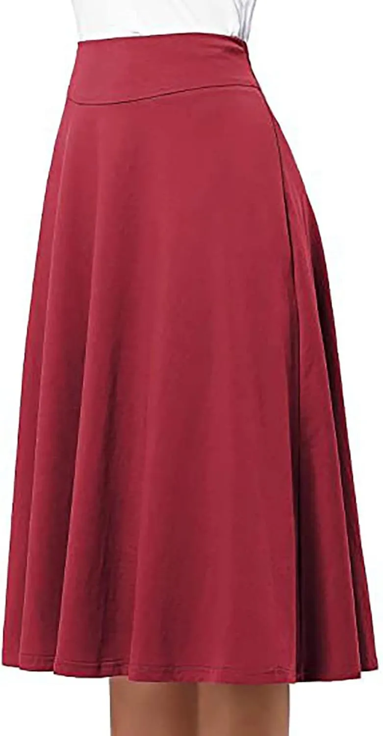 Elastic High Waist Floral Print Boho Maxi Skirt Women Tiered Pleated Flowy Long Summer Beach Skirt