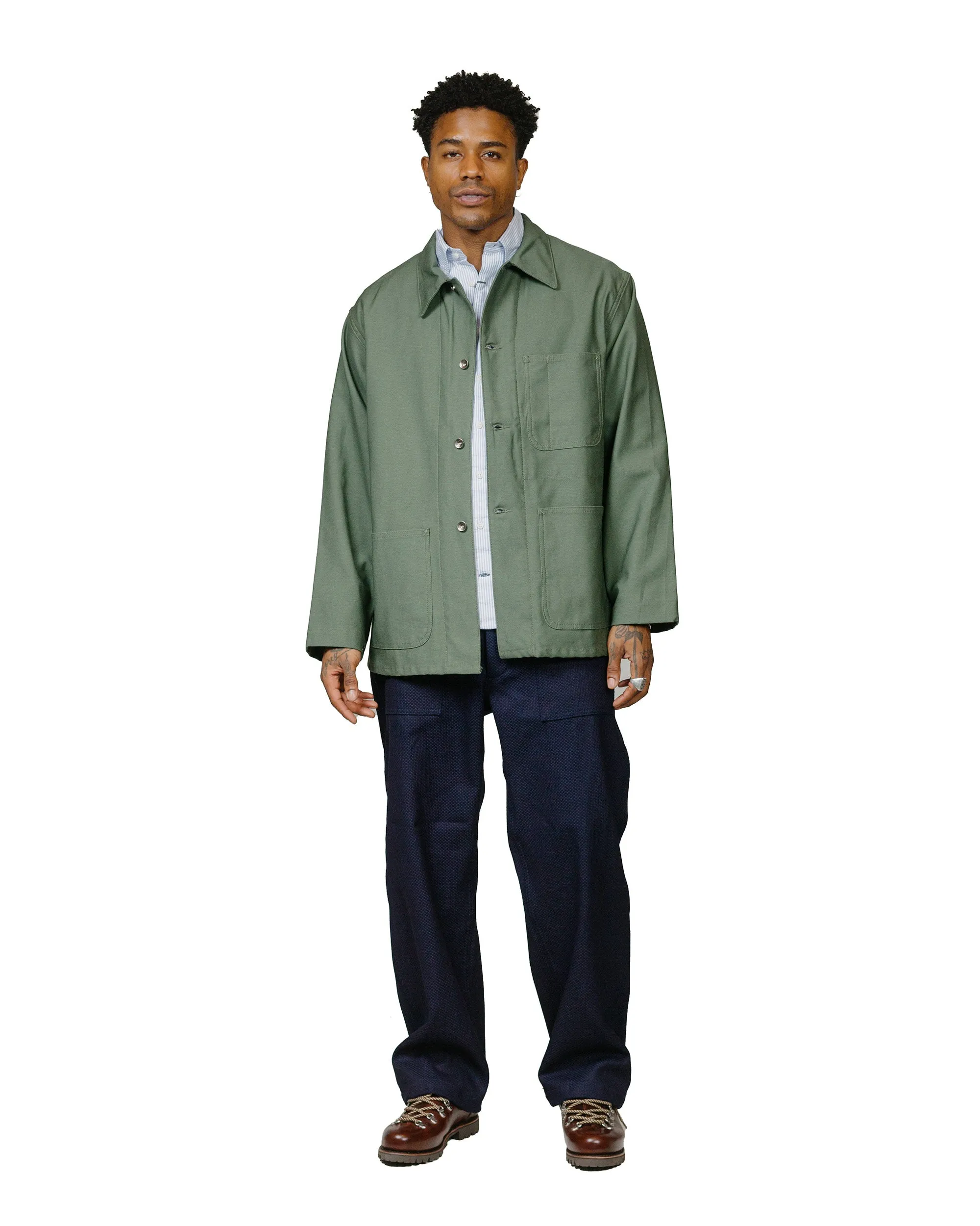 Engineered Garments Workaday Utility Jacket Olive Cotton Reverse Sateen