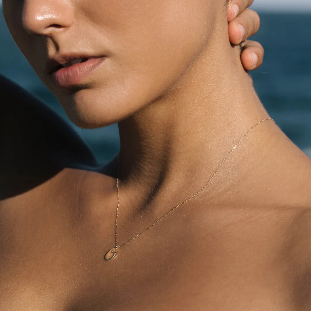 Engravable Diamond Necklace - Solid Gold