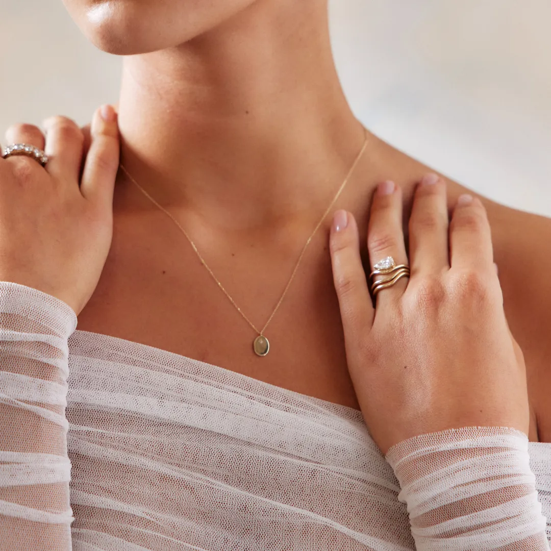 Engravable Diamond Necklace - Solid Gold