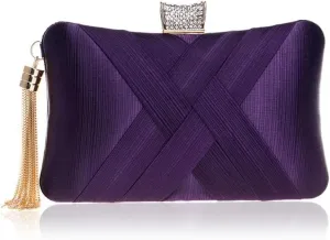 Evening Clutch Ladies Banquet Bag Dress Evening Bag Tassel Evening Bag for Wedding, Party, Prom(Purple)