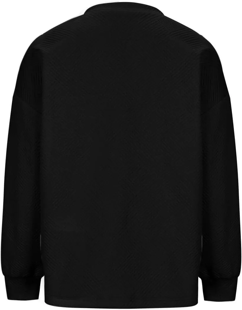 Fall Fashion Sweatshirts For Women 2024 Long Sleeve Crew Neck Sweatshirt Casual Loose Textured Pullover Tops