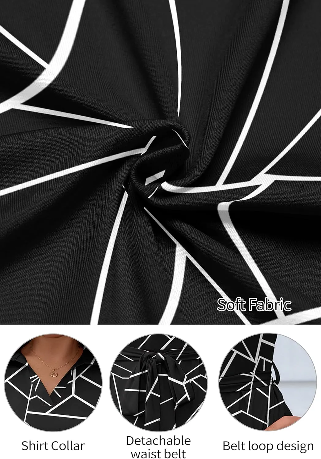 FANDEE Plus Size Midi Dress for Women - Printing Summer Dresses for Wedding Guest Cocktail Party 3/4 Sleeve V NeckXL-5XL