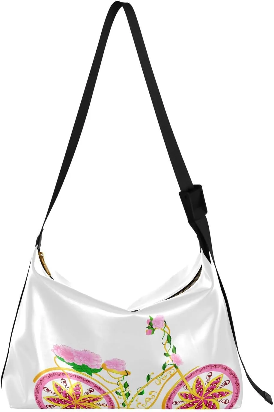 Fantasy Abstract Bicycle Hobo Crossbody Bags for Women Leather Large Shoulder Bag Cross Body Hello Spring Trendy Womens Tote Bags Handbag for Travel Shopping