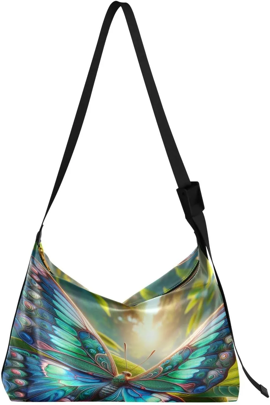 Fantasy Spring Butterfly Hobo Crossbody Bags for Women Leather Large Shoulder Bag Cross Body 3d Spring Trendy Womens Tote Bags Handbag for Travel Shopping