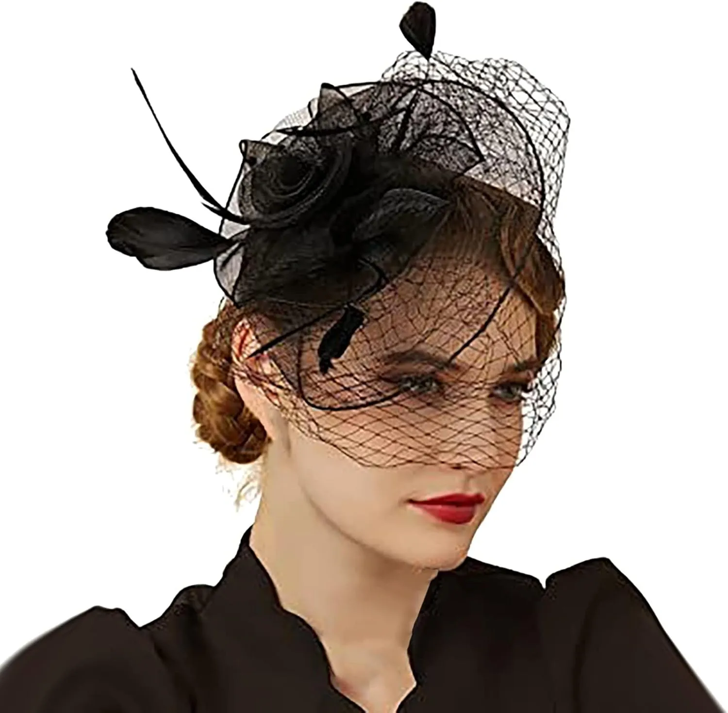Fascinator for Women Derby Tea Party Casual Feather Headband Fashion 1920s Flapper Hair Clip Fascinators Headpiece