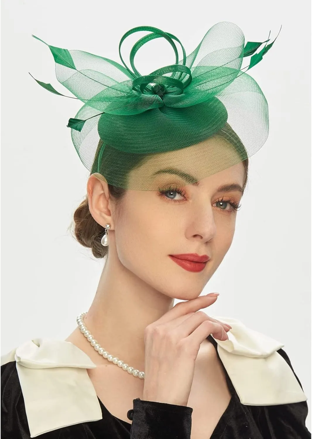 Fascinator for Women Derby Tea Party Casual Feather Headband Trendy 1920s Flapper Hair Clip Fascinators Headpiece