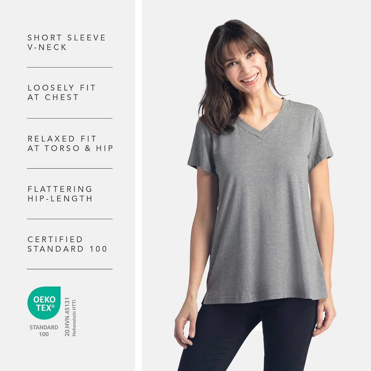 Fishers Finery Women's Ecofabric Short Sleeve V-Neck Tee; Relaxed Fit