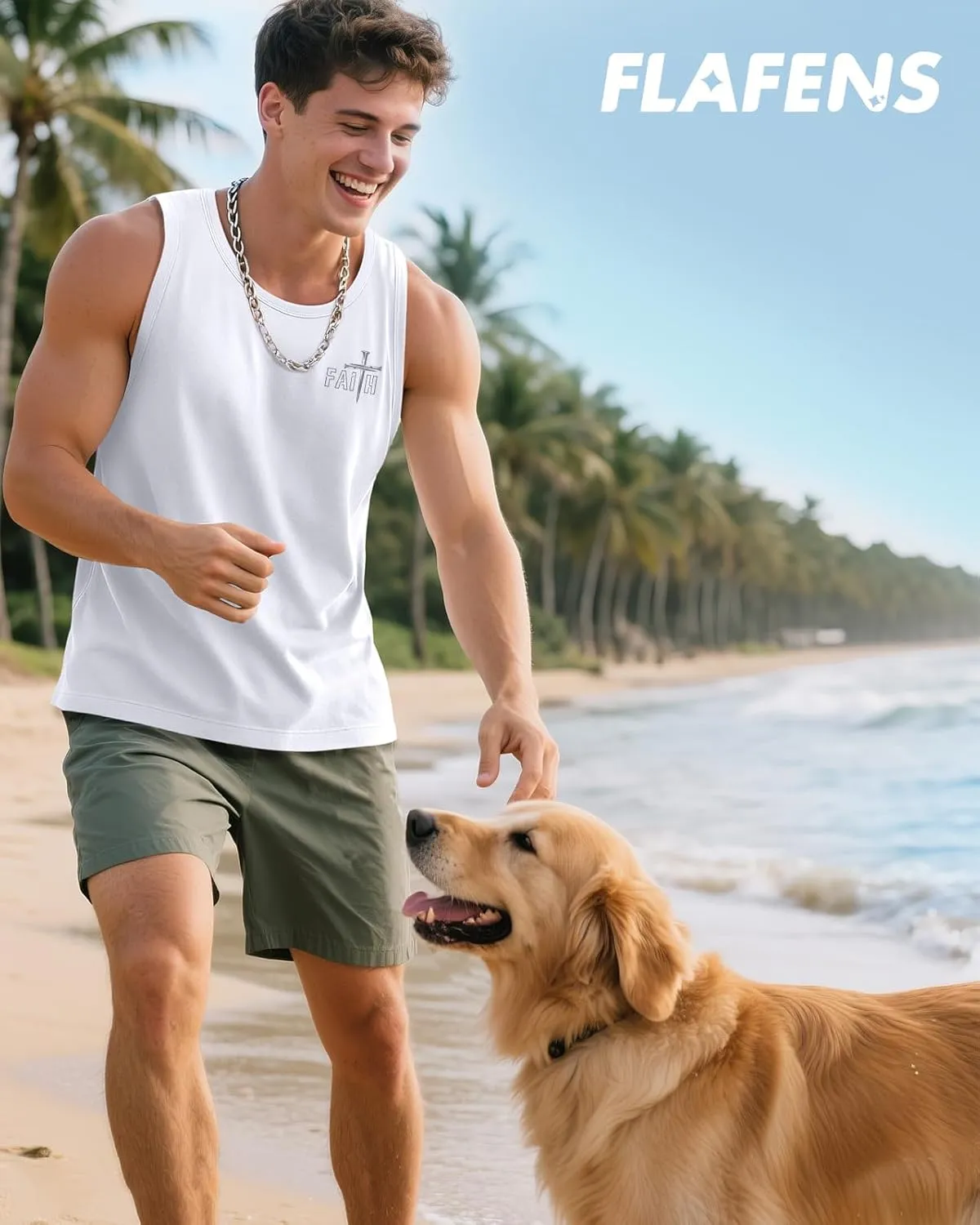 Flafens Tank Tops Men Summer - Sleeveless Shirts Workout Gym Cotton Tank Shirts Graphic Loose Fit Running Sports Casual