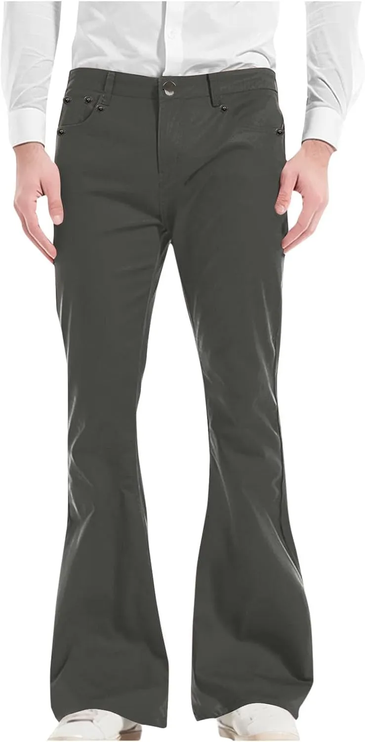 Flare Pants for Men Relaxed Fit Durable Comfortable Classic Stylish Dailywear Casual Travel Versatile Elegant