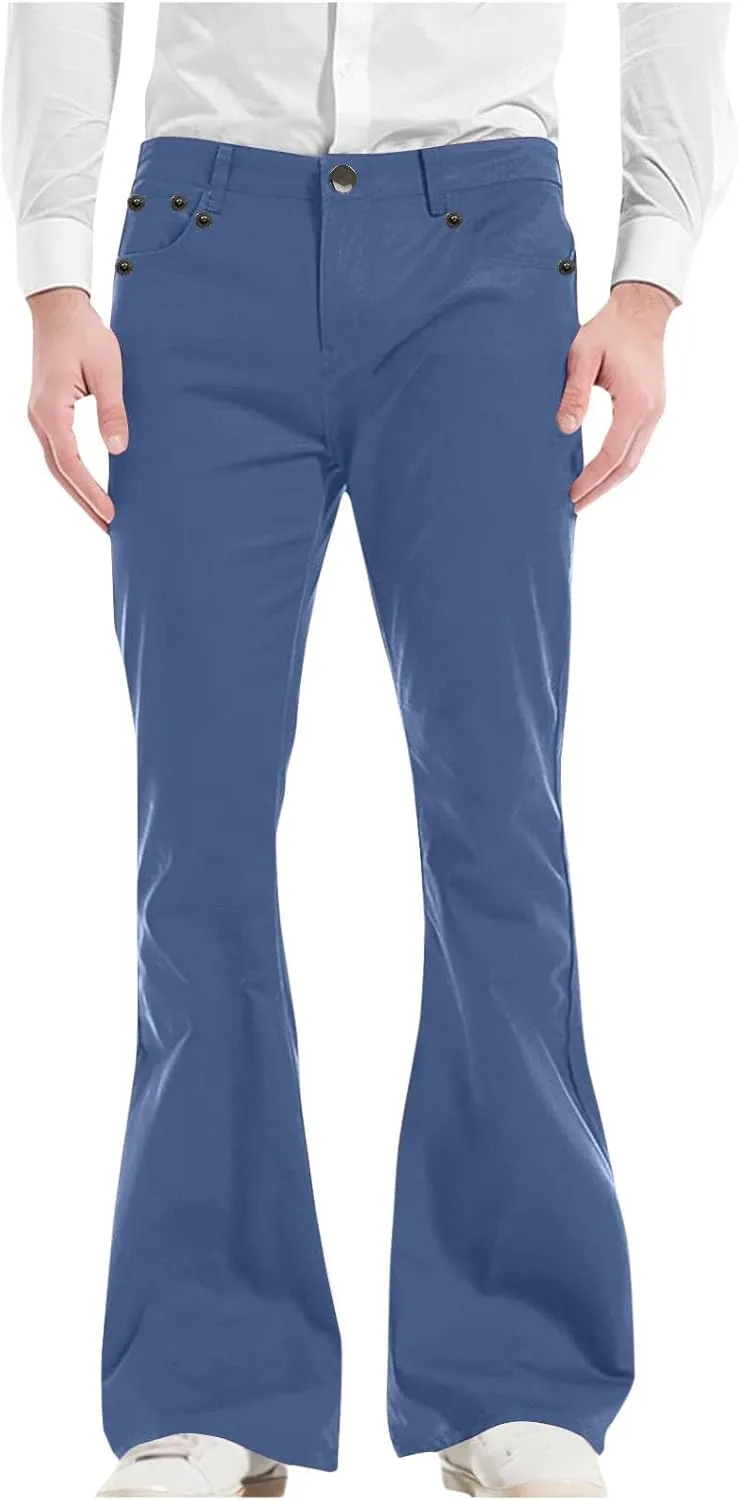 Flare Pants for Men Relaxed Fit Durable Comfortable Classic Stylish Dailywear Casual Travel Versatile Elegant