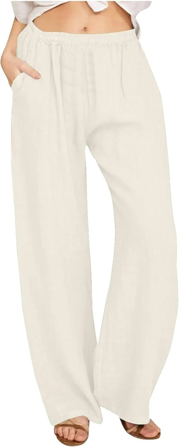 Flowy Pants for Women Comfy Wide Leg Pants High Waisted Loose Summer Pants Loose Boho Pants Soft Casual Beach Pants