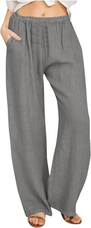 Flowy Pants for Women Comfy Wide Leg Pants High Waisted Loose Summer Pants Loose Boho Pants Soft Casual Beach Pants