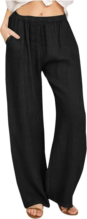 Flowy Pants for Women Comfy Wide Leg Pants High Waisted Loose Summer Pants Loose Boho Pants Soft Casual Beach Pants