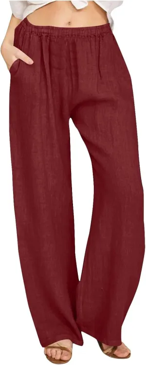 Flowy Pants for Women Comfy Wide Leg Pants High Waisted Loose Summer Pants Loose Boho Pants Soft Casual Beach Pants