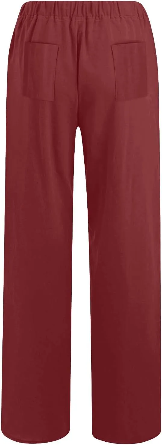 Flowy Pants for Women Comfy Wide Leg Pants High Waisted Loose Summer Pants Loose Boho Pants Soft Casual Beach Pants