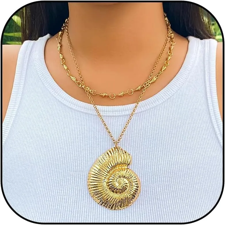 Frodete Beach Seashell Conch Necklace Adjustable Lightweight Shell Pendant Jewelry for Women Summer Vacation Ocean Themed Accessories