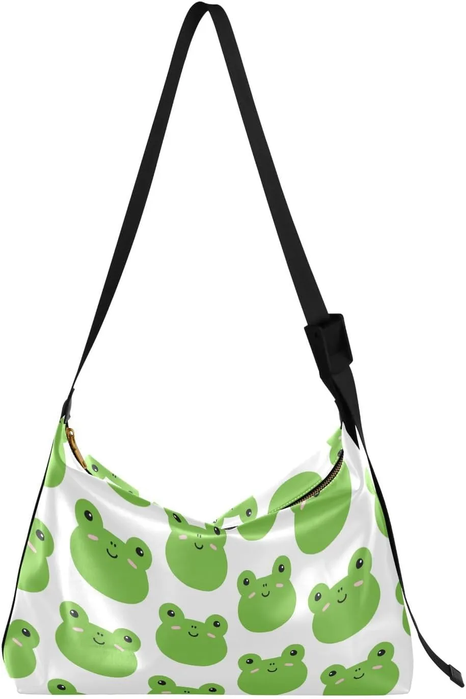 Frog Face Head Hobo Crossbody Bags for Women Leather Large Shoulder Bag Cross Body Hand Drawn Trendy Womens Tote Bags Handbag for Travel Shopping