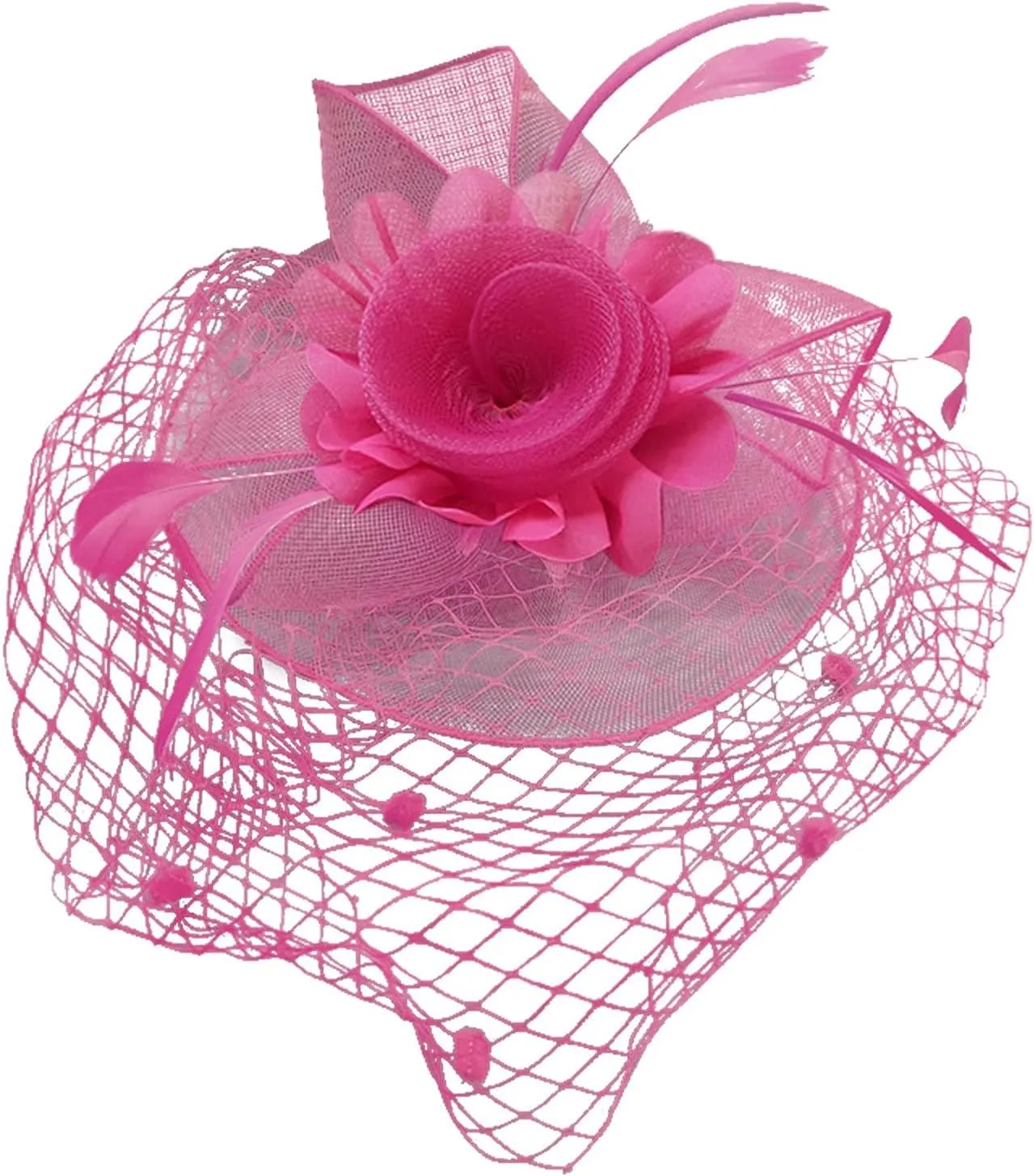 FUDERU Women Cocktail Tea Party Feather Hair Clip Wedding Headwear for Women Elegant Fascinators Hats Pillbox Hat